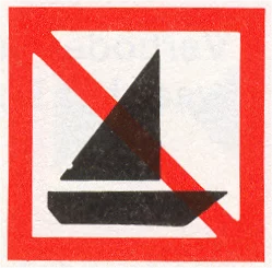 Verkeersbord A.15 voor de scheepvaart dat geldt als verbod voor zeilschepen