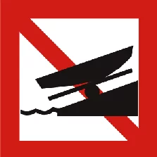 Verkeersbord A.19 voor de scheepvaart dat het te water laten of uit het water halen van schepen verbiedt