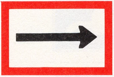 Verkeersbord B.1a voor de scheepvaart dat verplicht varen in de richting van de pijl aangeeft