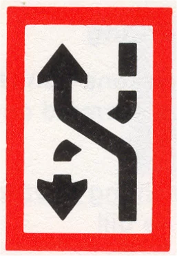 Verkeersbord B.4a voor de scheepvaart dat verplicht oversteken naar bakboord aangeeft