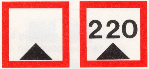 Verkeersbord C.1 voor de scheepvaart dat een beperkte waterdiepte in centimeters aangeeft