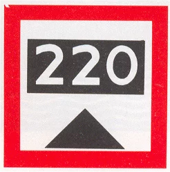 Verkeersbord C.1 voor de scheepvaart dat een beperkte waterdiepte in centimeters aangeeft