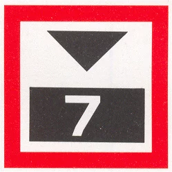 Verkeersbord C.2 voor de scheepvaart dat een beperkte doorvaarthoogte in meters aangeeft
