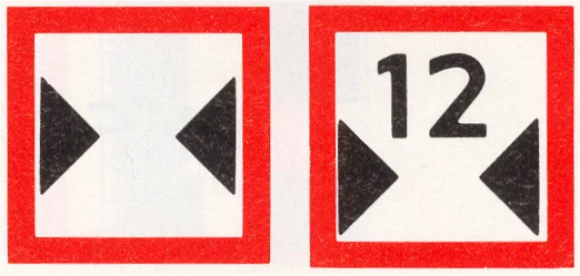 Verkeersbord C.3 voor de scheepvaart dat een beperkte breedte van het vaarwater of de doorvaart aangeeft