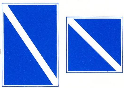 Verkeersbord E.11 voor de scheepvaart dat het einde van een verbod, gebod of beperking aanduidt