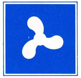Verkeersbord E.15 voor de scheepvaart dat motorschepen toestaat
