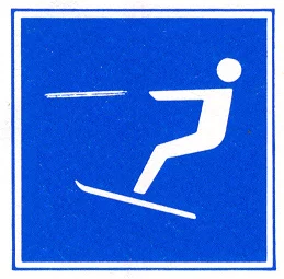 Verkeersbord E.17 voor de scheepvaart dat waterskiën toestaat