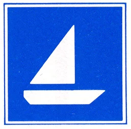 Verkeersbord E.18 voor de scheepvaart dat zeilschepen toestaat