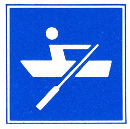 Verkeersbord E.19 voor de scheepvaart dat door spierkracht voortbewogen schepen toestaat