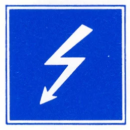 Verkeersbord E.2 voor de scheepvaart dat een hoogspanningslijn aanduidt