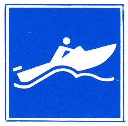 Verkeersbord E.21 voor de scheepvaart dat snel varen toestaat voor kleine motorboten