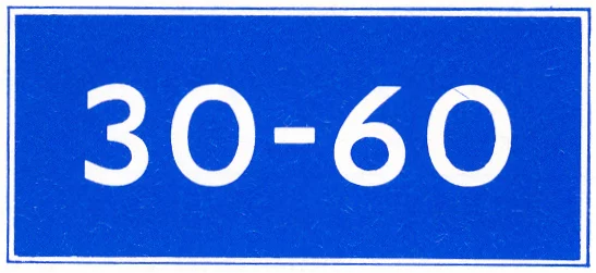 Verkeersbord E.5.2 voor de scheepvaart dat ligplaats toestaat tussen de aangegeven afstanden
