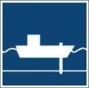Verkeersbord E.6.1 voor de scheepvaart dat het gebruik van spudpalen toestaat