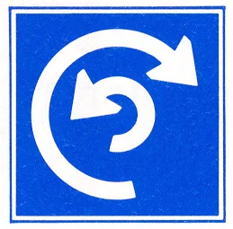 Verkeersbord E.8 voor de scheepvaart dat een plaats om te keren aanduidt