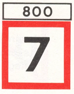 Verkeersbord F.1 voor de scheepvaart dat een afstandsaanduiding geeft