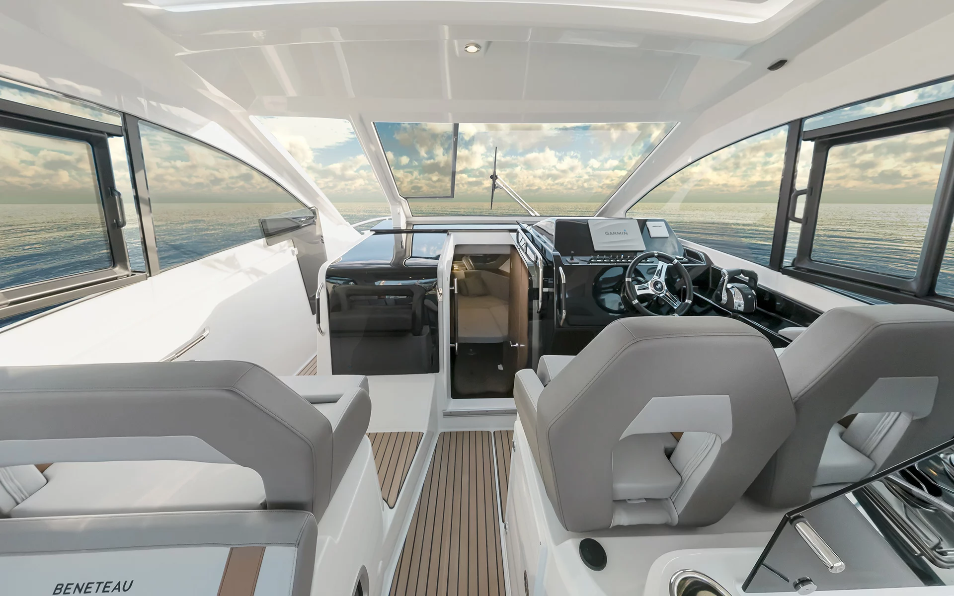 Vaartlander_BeneteauFlyer10SportTop-8 Stuurpositie en zitplaatsen in cockpit van Beneteau Flyer 10 Sport Top