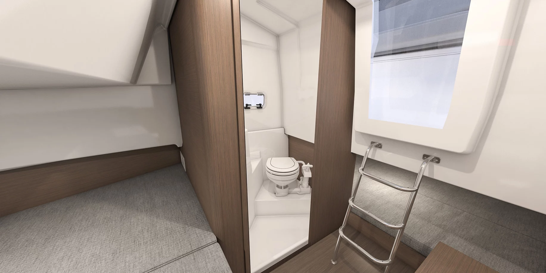 Vaartlander_BeneteauFlyer9SPACEdeck-11 Toiletruimte in kajuit van Beneteau Flyer 9 SPACEdeck