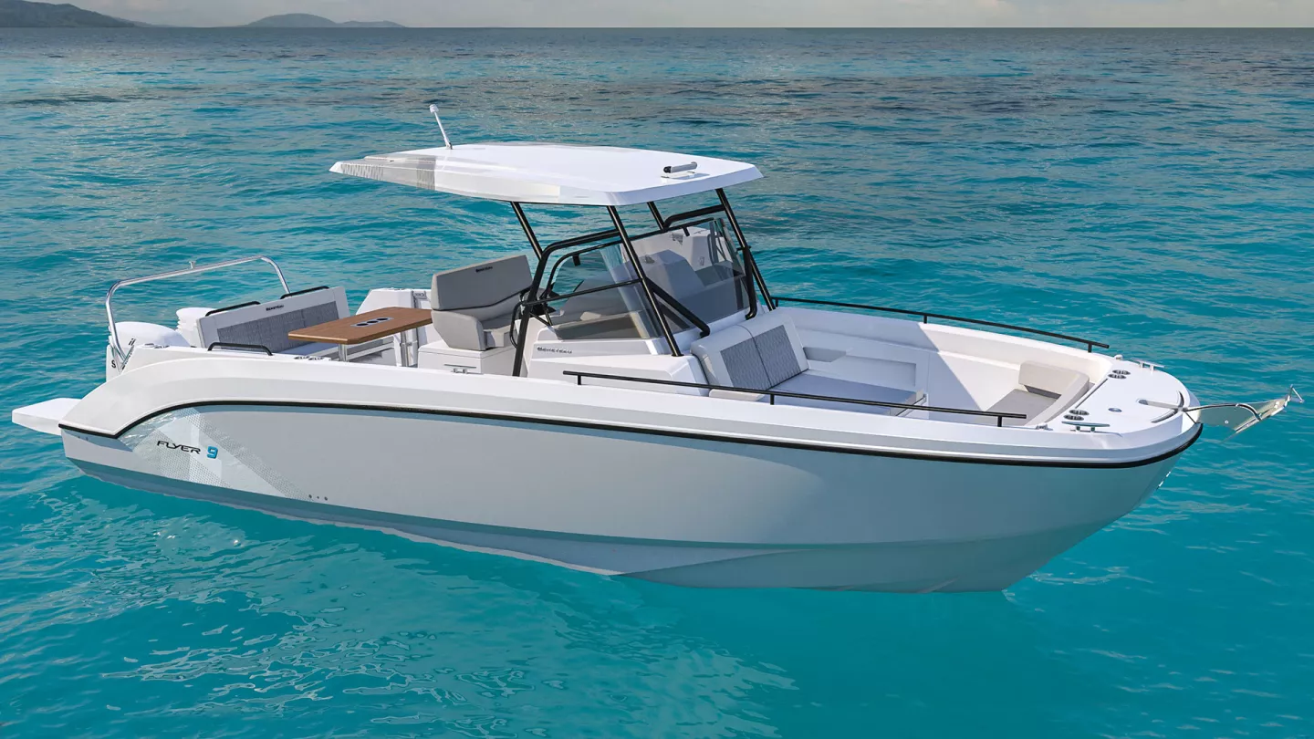 Vaartlander_BeneteauFlyer9SPACEdeck-13 Beneteau Flyer 9 SPACEdeck gezien van opzij op open water