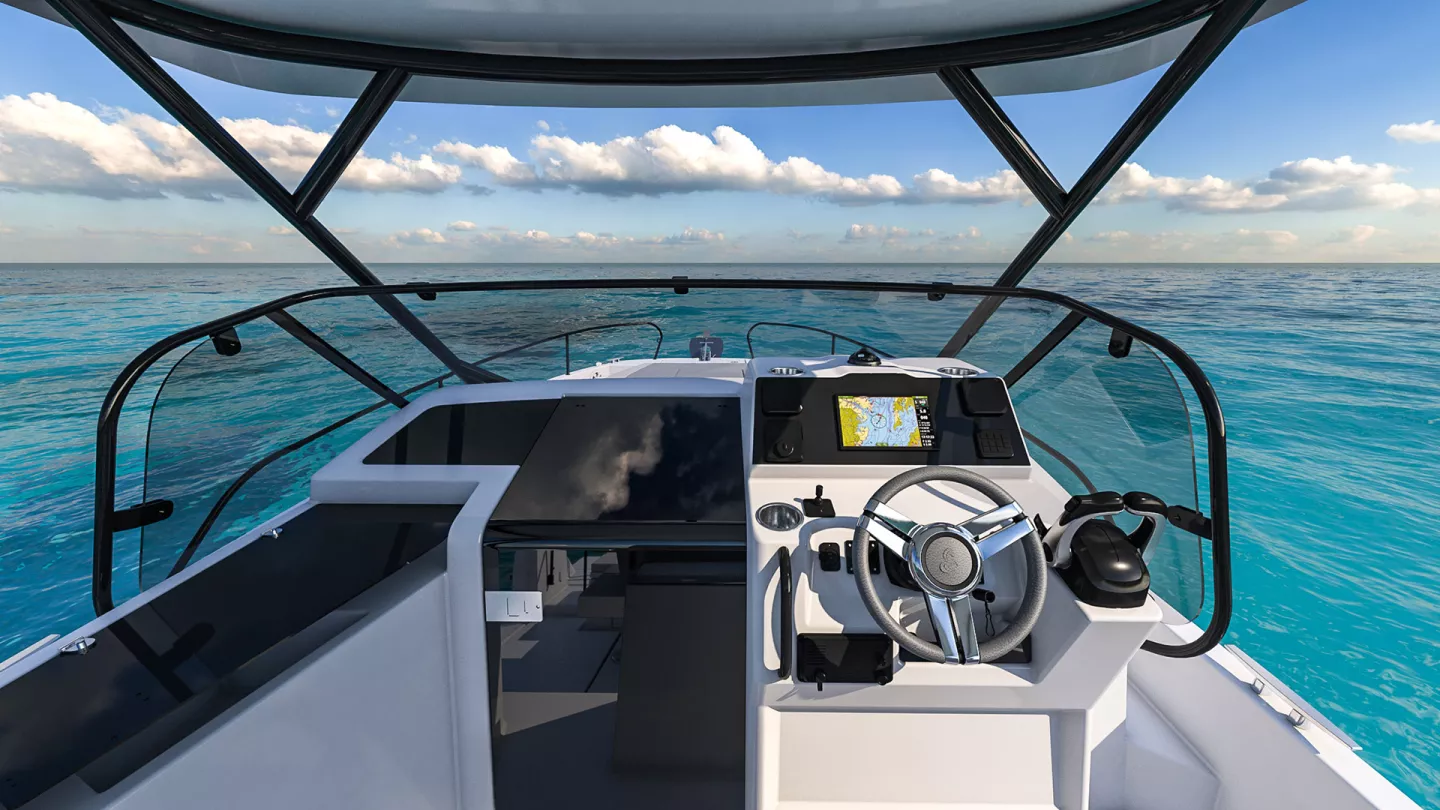Vaartlander_BeneteauFlyer9SUNdeck-10 Stuurpositie en bimini van Beneteau Flyer 9 SUNdeck