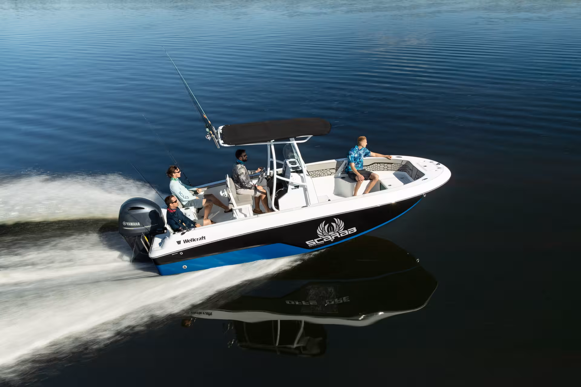Vaartlander_Wellcraft202Fisherman-4 Wellcraft 202 Fisherman varend op open water met passagiers aan boord
