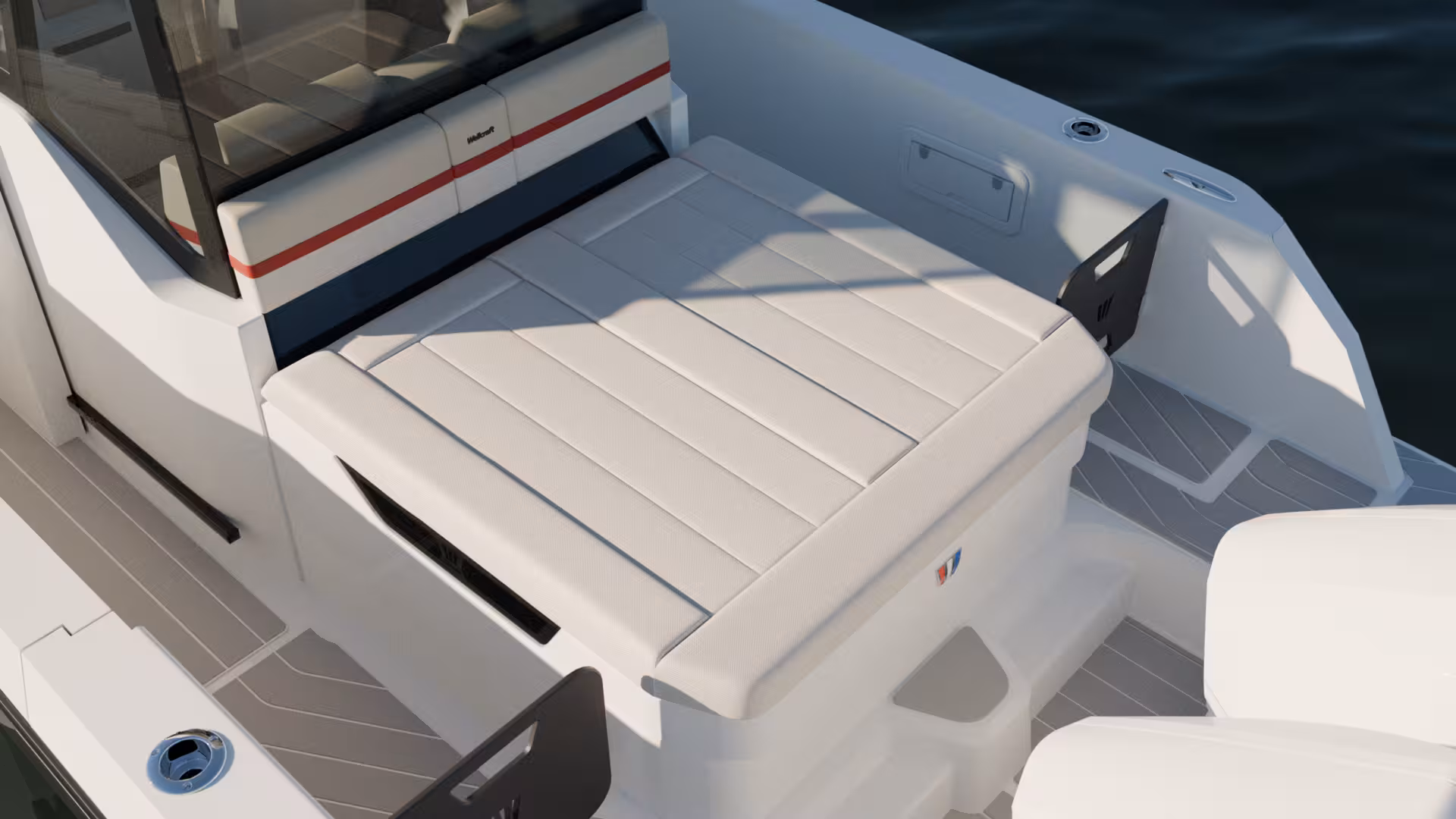 Vaartlander_Wellcraft28Explorer-24 Achterdek van Wellcraft 28 Explorer met zitgedeelte en open ruimte