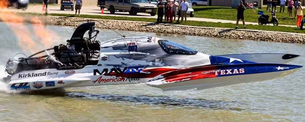 Spirit of Texas Spirit of Texas raceboot met straalmotor op hoge snelheid tijdens powerboat evenement